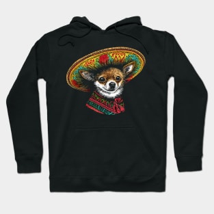 Mexican Chihuahua in Big Sombrero - Vintage Drawing Hoodie